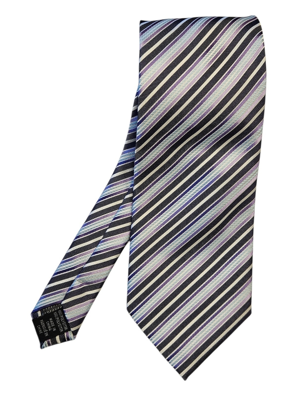 Alexander Julian Colours Striped Necktie Purple Blue White